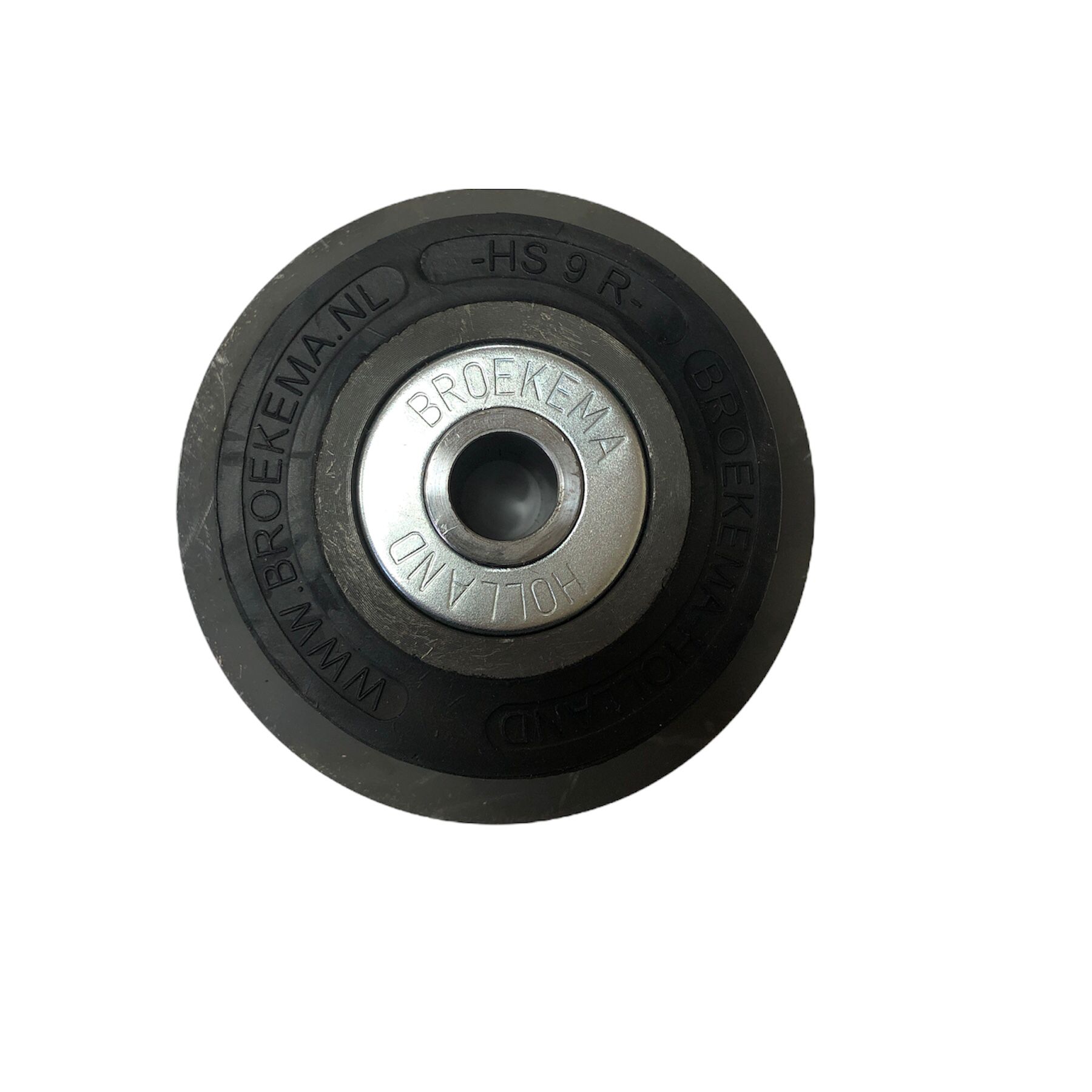 Rodillo de goma con ala Ø90 X 55 X 130 eje pasante 16mm